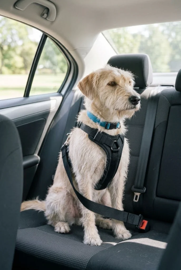 A Pet Carrier or Vehicle Safety Harness
