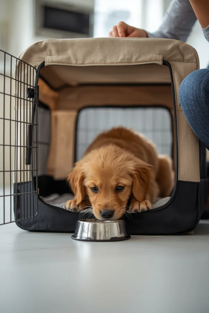 Feed Meals Near or Inside the Crate