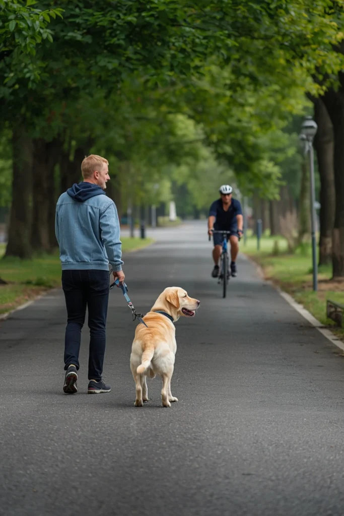 Train Your Dog to Ignore Passing People and Bicycles