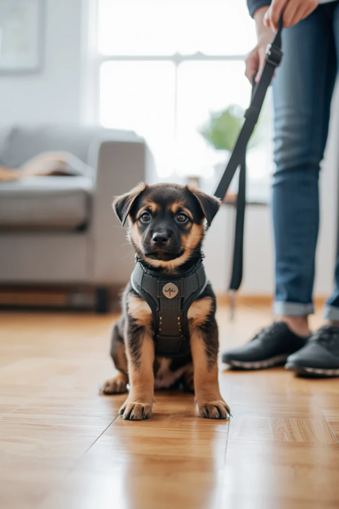 Introduce a Collar, Harness, and Leash